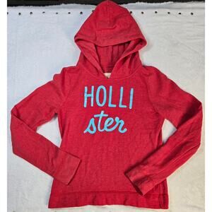 Y2K VTG Womens Small Hollister Pullover Hoodie-Signature-Red